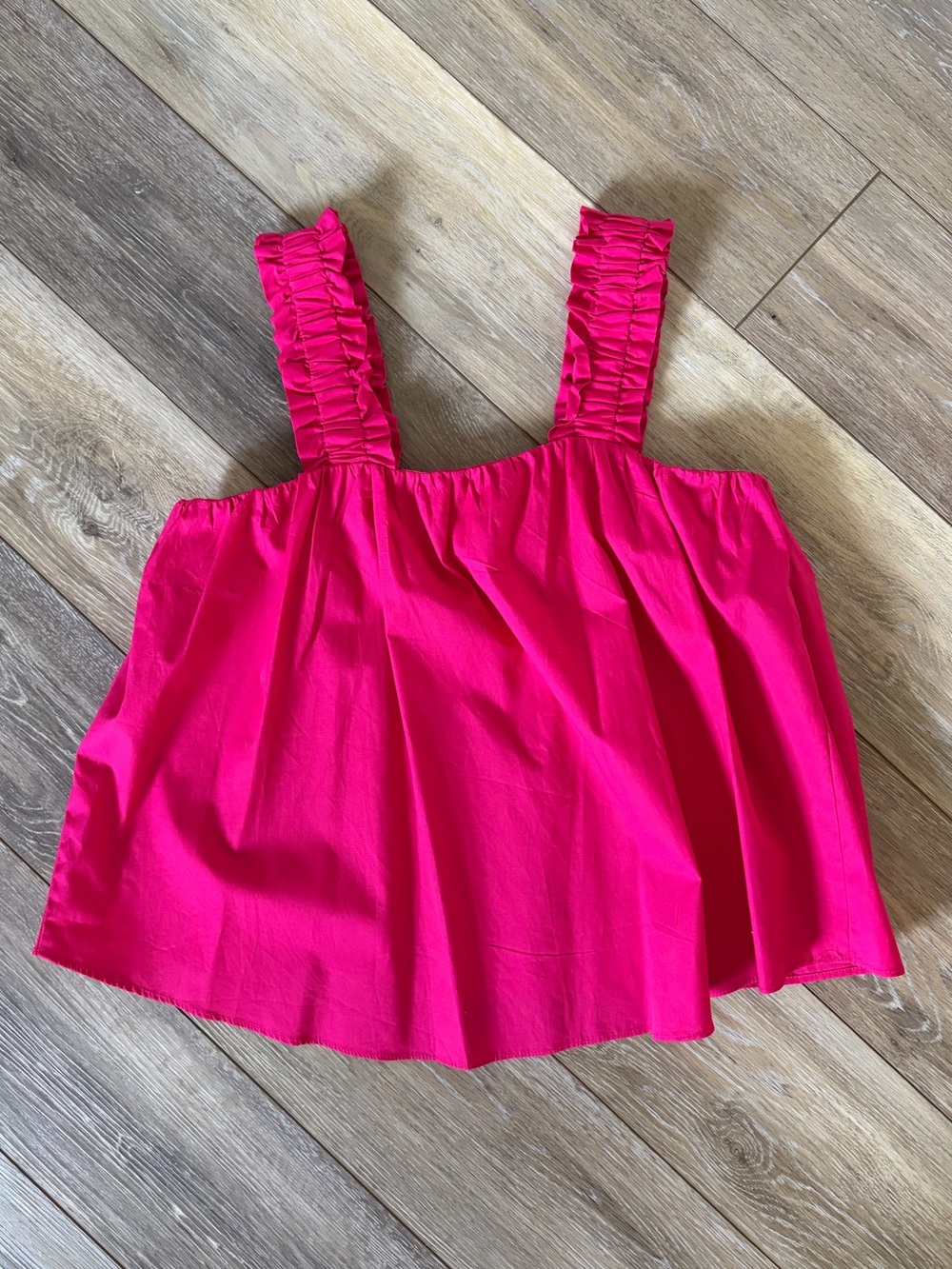 Freshman Hot Pink Ruffle Poplin Top - Picture 4 of 9